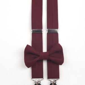 mens burgundy suspenders and bow tie