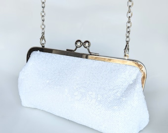 White Sequin Clutch White Sequin Purse Bridal Sequin Clutch Bridesmaid Clutch Bridal Sequin Purse Wedding Handbag Wedding Sequin Purse Etsy