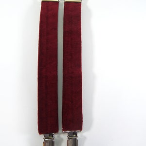 burgundy velvet bow tie and suspenders