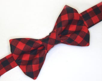 Rojo & Negro pajarita de cuadros, pajarita de cuadro de búfalo, pajarita a cuadros rojos, pajarita de Navidad, pajarita roja de los hombres, pajarita roja del niño, cheque de búfalo