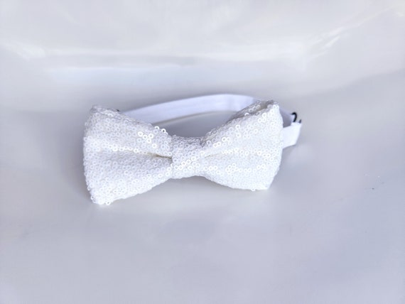 white sparkly bow tie