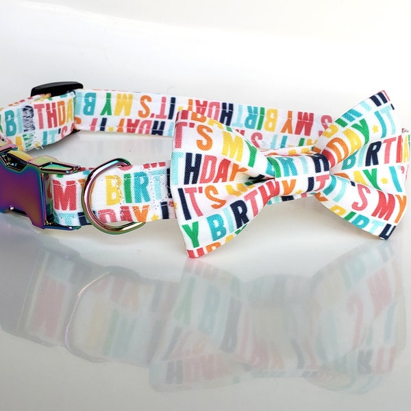 Birthday Dog Collar, Happy Birthday Dog Collar, Dog bow tie, Birthday bow tie, Cat Birthday collar, Cat bow tie, Happy Birthday dog bow tie