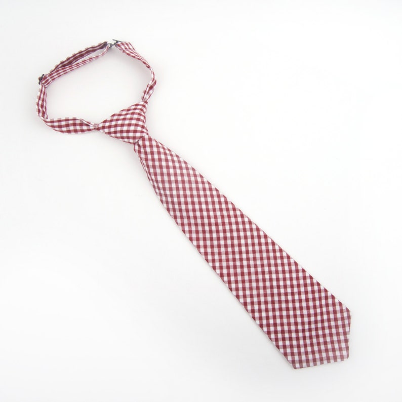 gingham tie kid/'s tie burgundy check tie burgundy tie Burgundy Gingham tie wine gingham tie boy/'s pre-tied tie dark red gingham tie