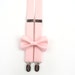 blush pink suspenders and bow tie
