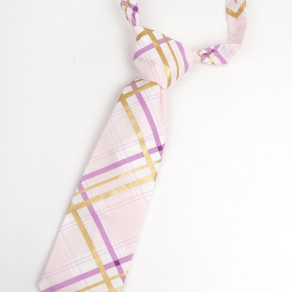 Purple and gold plaid necktie, boys purple plaid tie, purple and gold tie, purple gold tartan tie, purple toddler tie, ring bearer outfit