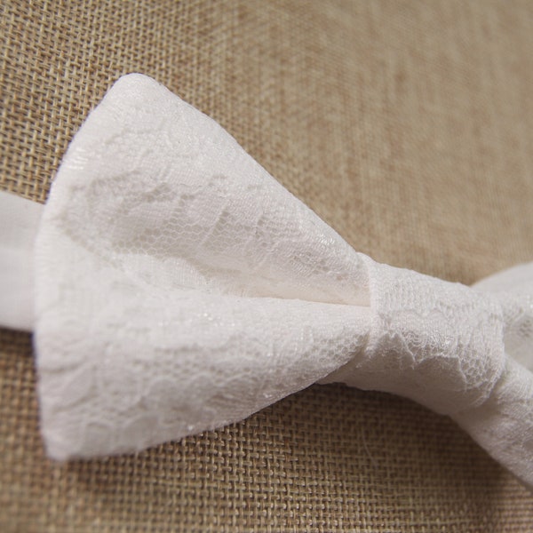 White lace bow tie, groom bow tie, Lace bow tie, ring bearer outfit, boys bow tie, toddler bow tie, men's bow tie, men's lace bow tie, lace