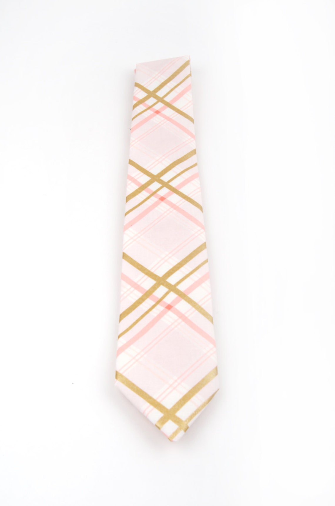 Mens Necktie pink plaid tie pink and gold tie pink Etsy
