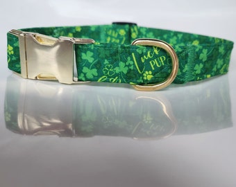 St. Patrick's Day dog collar, St. Patrick's Day dog bow tie, Lucky Pup, Dog collar and bow tie, Dog bow tie, dog collar, green dog collar,