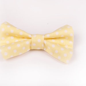 Yellow Polka Dot Bow Tie, boy's yellow bow tie, men's yellow bow tie, yellow polka dot, lemon bow tie, kid's bow tie, baby bow tie, yellow image 2