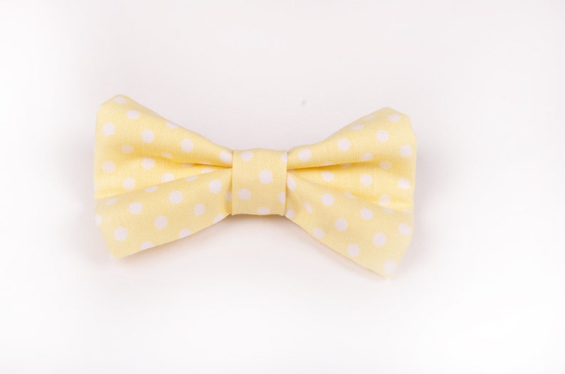 Yellow Polka Dot Bow Tie, boy's yellow bow tie, men's yellow bow tie, yellow polka dot, lemon bow tie, kid's bow tie, baby bow tie, yellow image 2