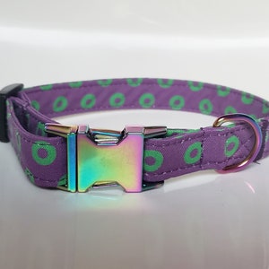 Fishman dog collar, fishman donuts collar, phish dog collar, phish cat collar, green purple dog collar,  purple dog collar, purple donuts