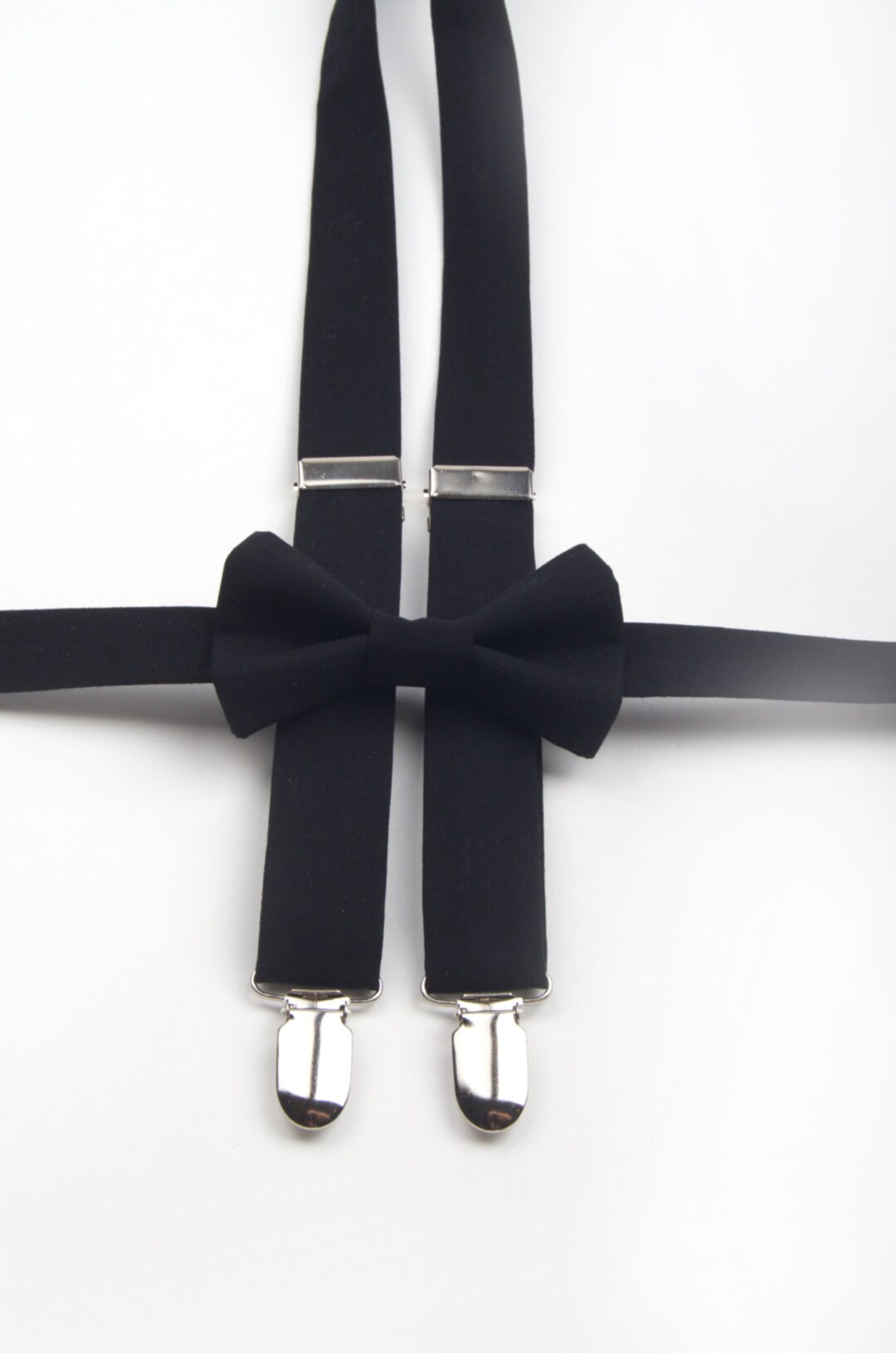 Black Bow Tie & Suspenders Set Black Tie Black Bow Tie Etsy
