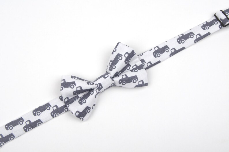 Trucks Bow Tie Grey Truck Bow Tie Boys Grey Bow Tie Toddler Etsy