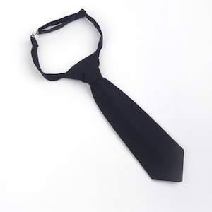 Black necktie, boys black necktie, black boys tie, pre-tied necktie, baby tie, toddler tie, black toddler tie, black child tie, black tie