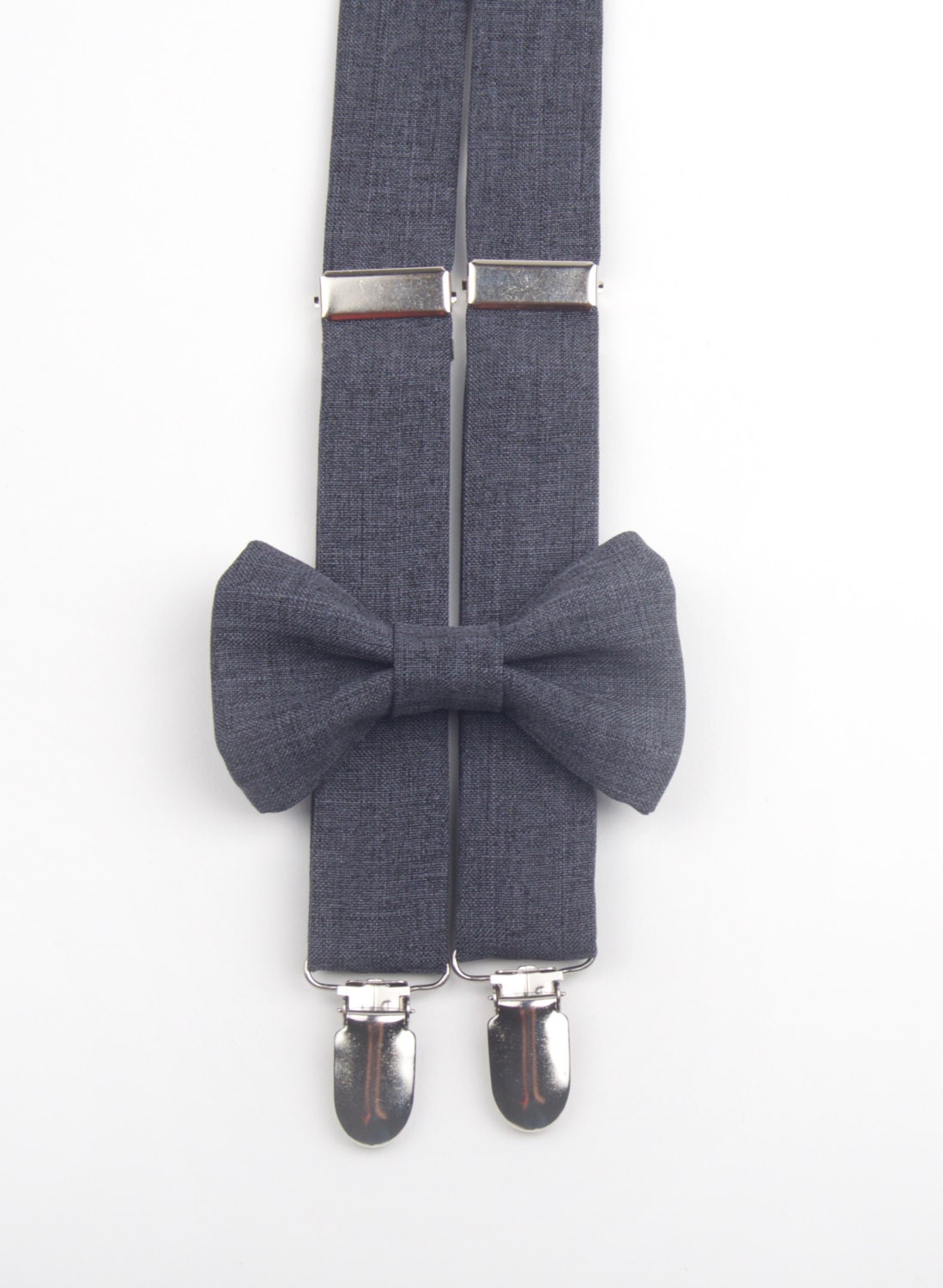 Grey Bow Tie & Suspenders Set grey poly blend grey bow tie Etsy