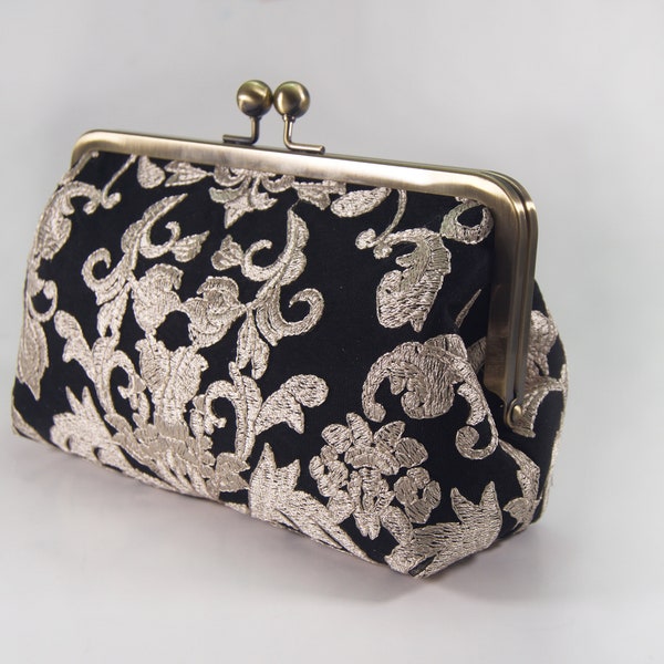 Pochette en dentelle noire, pochette en dentelle, pochette en dentelle coquille d'oeuf, pochette de mariage, sac à main de mariage, sac à main de demoiselle d'honneur, pochette de demoiselle d'honneur, pochette de mariée