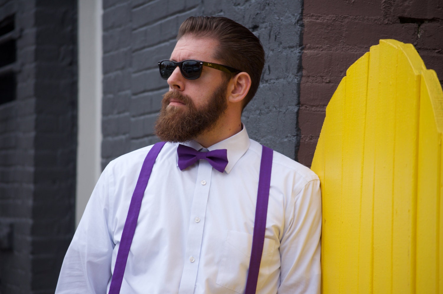 Royal Purple Bow Tie & Suspenders Purple Suspenders Purple Etsy