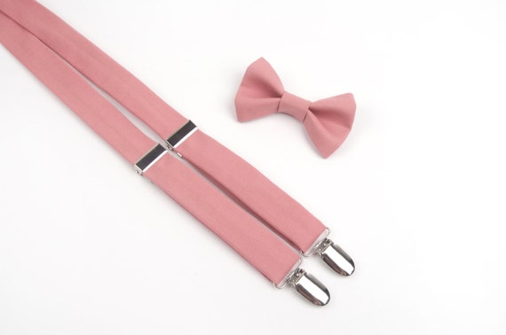 mens rose gold bow tie and suspenders