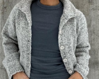 Chunky Cardigan Knitting Pattern PDF, Oversized Cardigan Pattern, Top Down Raglan Knit Sweater, Alpaca Wool Cardigan, Beginner Friendly