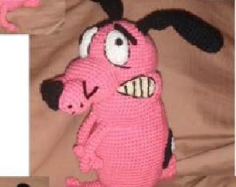 Courage Crochet Pattern, Pink Dog Amigurumi, Cartoon Plush Toy (PDF Pattern)