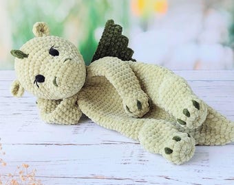 Crochet Dragon Pattern | Large Chenille Amigurumi Toy (PDF Pattern)