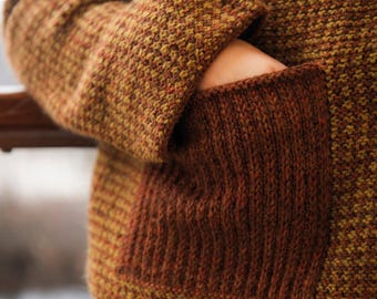 Cambridge Knit Jacket Pattern, Two-Color Textured Cardigan (PDF Pattern)