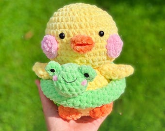 Dudu Duck Crochet Pattern | Chubby Amigurumi with Frog Float (PDF Pattern)