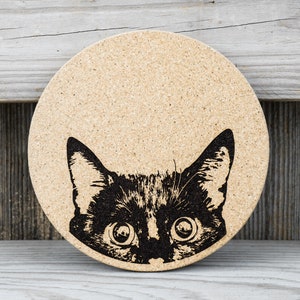 Cork Coasters Curious Cat Cute Set of 4 image 6