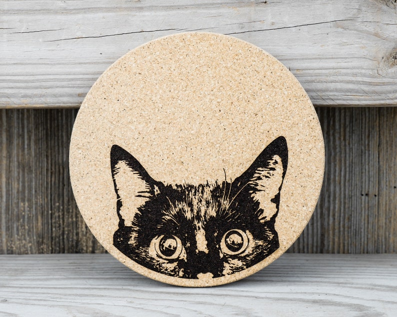 Cork Coasters Curious Cat Cute Set of 4 image 6