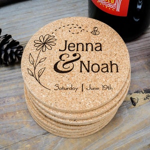 Personalized Wedding - Custom Cork Coasters - Wedding Favors