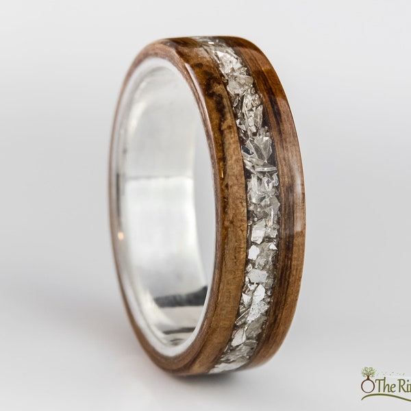 Wood Ring / Oak / Bentwood / Silver / German Glass / Wedding / Reclaimed Wood / Recycled