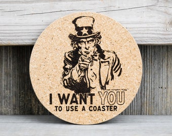 Cork Coasters - Uncle Sam - Set of 4
