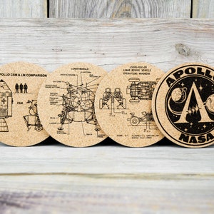 Cork Coasters - NASA - Apollo Mission - Moon Landing - Set of 4