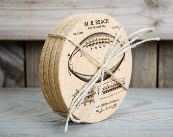 Cork Coasters - Football  -  Set of 4