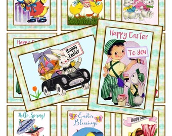 INSTANT DOWNLOAD, Vintage Easter Cards, Vintage Easter Labels, Easter children, Printable Collage Sheet