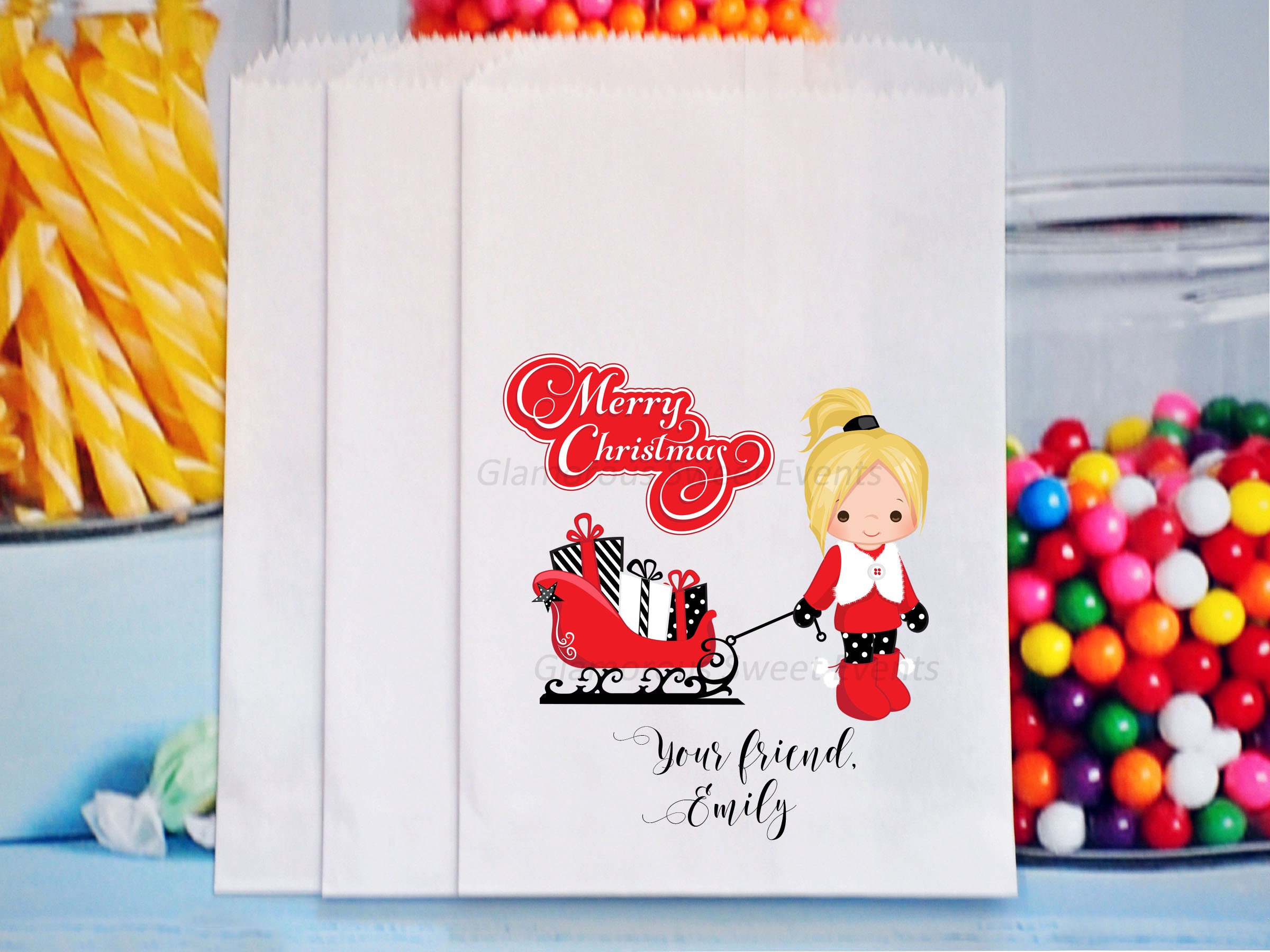12 Christmas Treat Bags Popcorn Bags Goody Bags Christmas Etsy