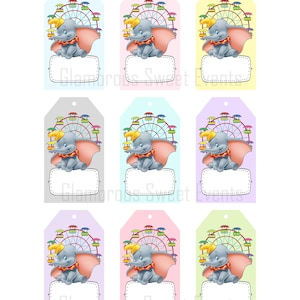 INSTANT DOWNLOAD, Dumbo Gift Tags, Dumbo Favor Tags, Dumbo Blank tags, Afdrukbaar