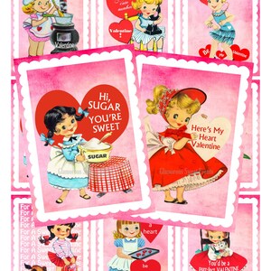 INSTANT DOWNLOAD, Vintage Valentine Cards, Collage Sheet, Scrapbooking, Printable, Glamorous Sweet Events