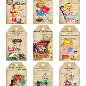 INSTANT DOWNLOAD, Vintage Sewing Tags, Printable Sewing Tags, Sewing ...