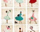 INSTANT DOWNLOAD, African American Christmas Cards, Retro Christmas Labels, Christmas Tags, Holiday Cards, Holiday Tags,