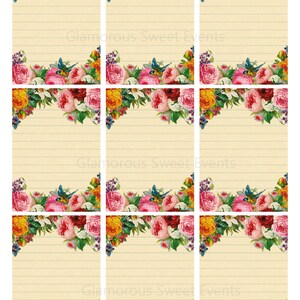 INSTANT DOWNLOAD, vintage lined writing paper, paper ephemera, printable stationery, vintage floral stationery, note cards