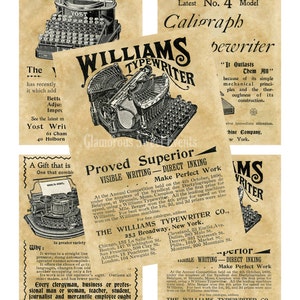 SOFORTIGER DOWNLOAD, Vintage Schreibmaschinen Werbung, Vintage Schreibmaschinen Tags, Vintage Schreibmaschinen Karten, Schreibmaschinen Etiketten, druckbar,