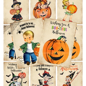 INSTANT DOWNLOAD, Vintage Halloween Cards, Halloween Labels, Halloween Tags, Atc, Aceo Digital Collage Sheet