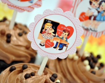 DESCARGA INSTANTÁNEA, Adornos para cupcakes de San Valentín, Etiquetas de San Valentín, Adornos vintage de San Valentín, Imprimibles, Cuadrados de San Valentín, Glamorous Sweet Events