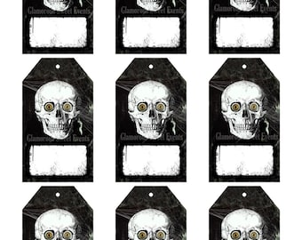 SOFORTIGER DOWNLOAD, Halloween Geschenkanhänger, Skelett Tags, Printable, Glamouröse Süße Events