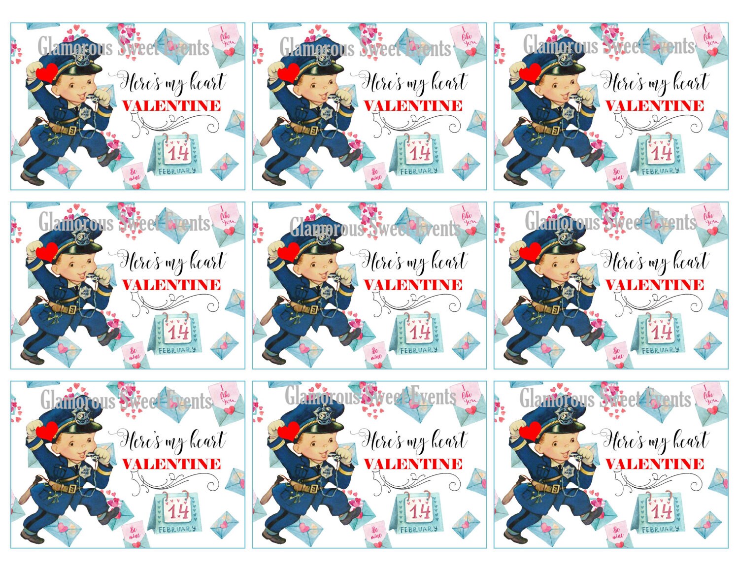 INSTANT DOWNLOAD Valentine Police Cards Valentine Police | Etsy