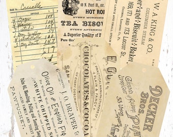 INSTANT DOWNLOAD, ephemera gift tags, vintage hanging tags, printable tags, digital collage sheet