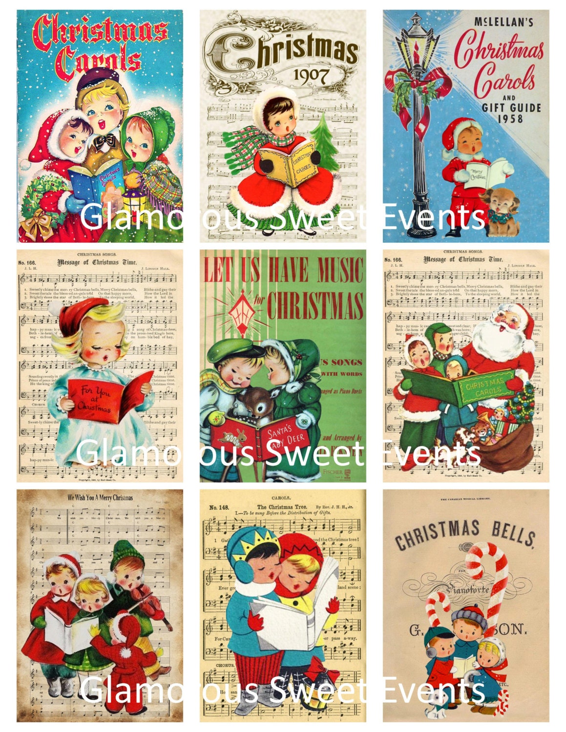 INSTANT DOWNLOAD, Vintage Christmas Tags, Christmas Labels, Digital Collage Sheet, Christmas Cards, gift tags, music Tags