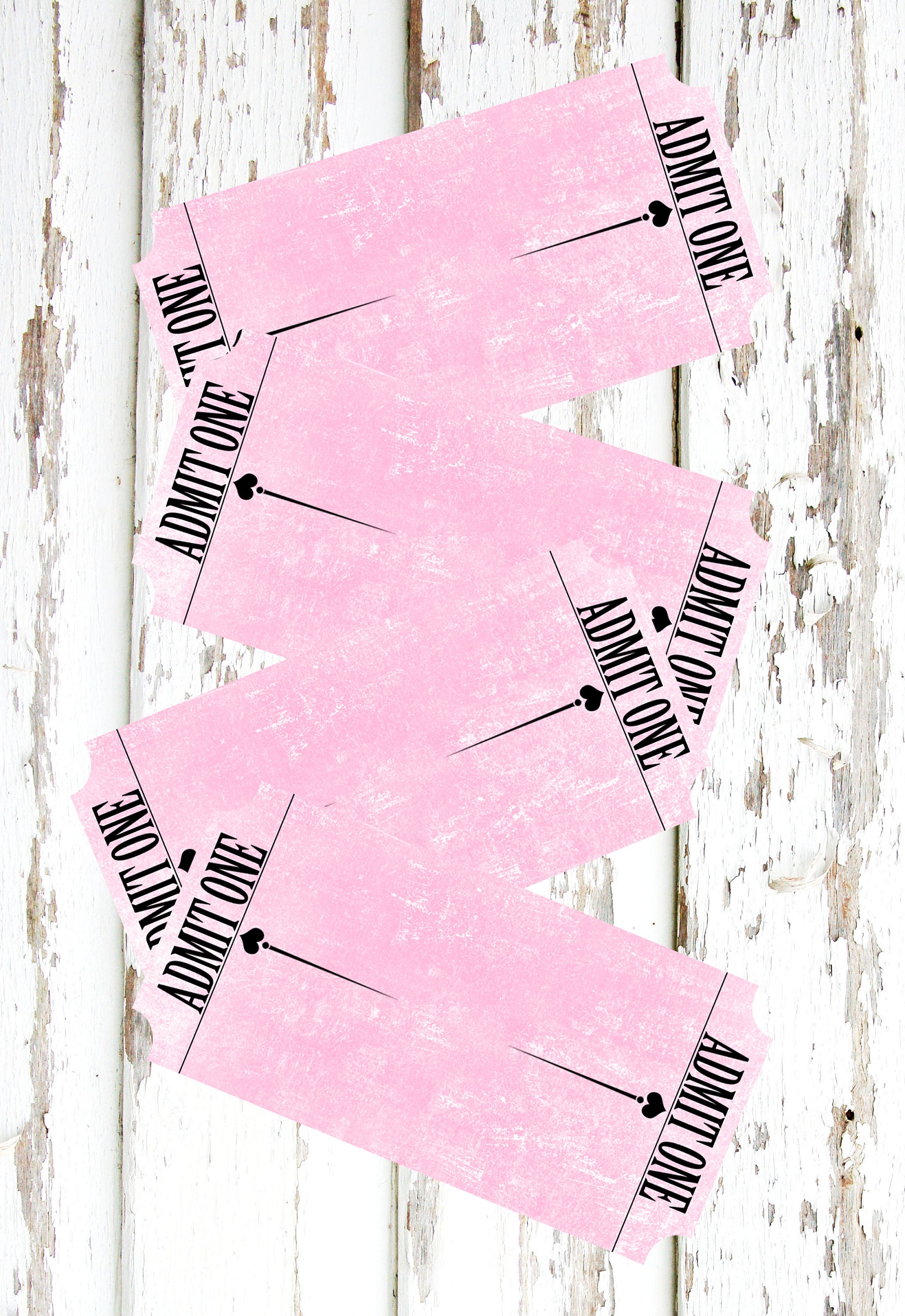 INSTANT DOWNLOAD, 15 Printable Valentine Tickets, Admit One 