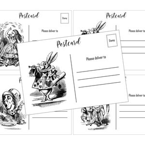 DOWNLOAD immediato, cartoline di Alice nel paese delle meraviglie, stampabile, 5 x 3,5 eventi dolci glamour
